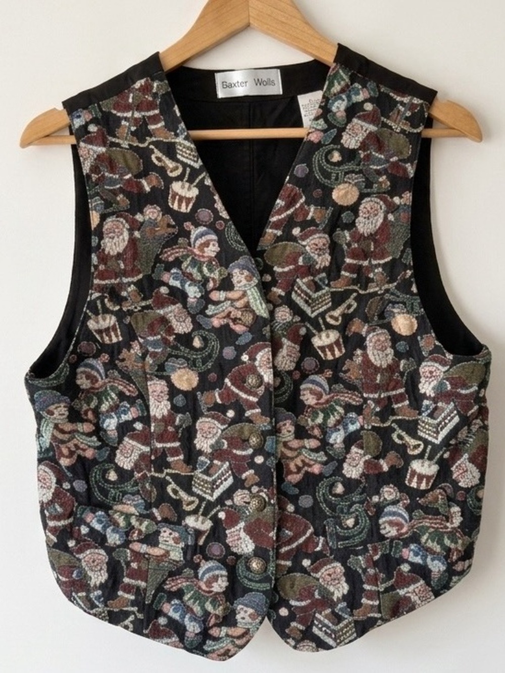 Vintage Baxter & Wells Christmas Tapestry Vest